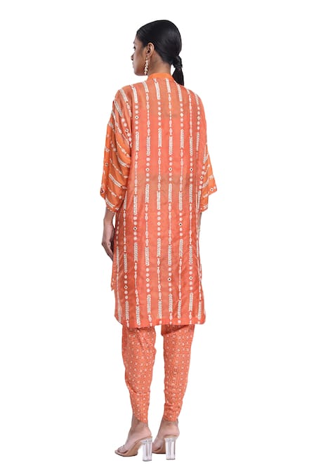Surbhi Gupta Orange Stripe Co-Ord Set 