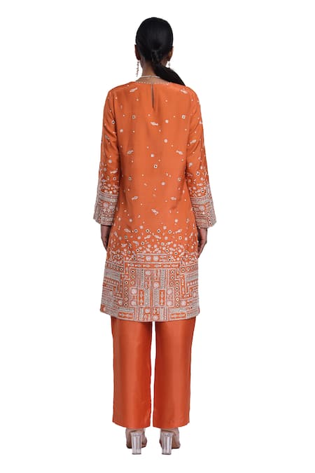 Surbhi Gupta Orange Heavy Embroidered Kurta Set 