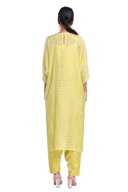 Surbhi Gupta Lime Green Yoke Kurta & Salwar Set 