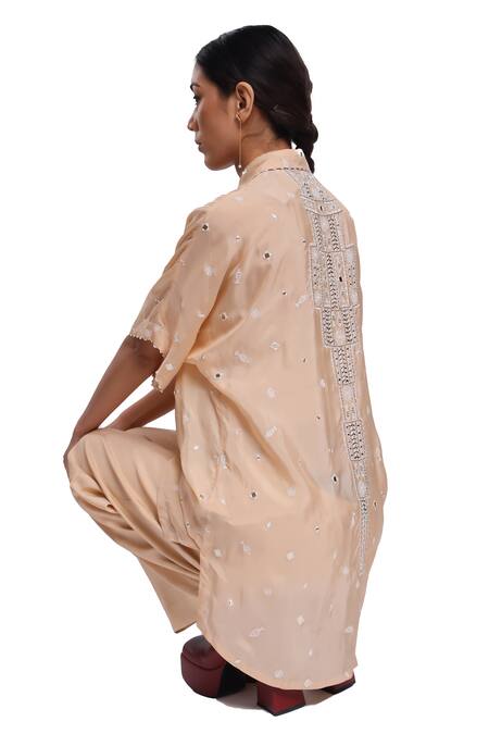 Shop_Surbhi Gupta_Pink Silk Embroidery Collared Sprinkle Co-ord Set 