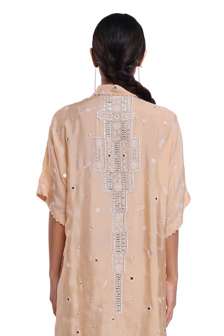 Shop_Surbhi Gupta_Pink Silk Embroidery Collared Sprinkle Co-ord Set _at_Aza_Fashions