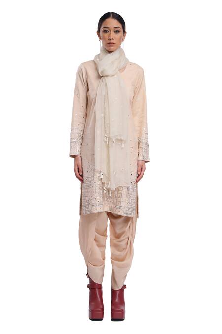 Buy_Surbhi Gupta_Pink , Hemp, Organza Pearls, Mirrors Round Heavy Embroidered Kurta Set _Online_at_Aza_Fashions