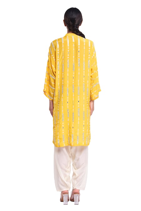 Surbhi Gupta Yellow Resham Embroidered Kurta Set 