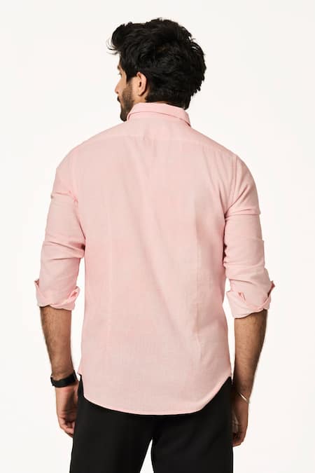Shop_Terra Luna_Pink Cotton Handloom Sunrise Shirt _at_Aza_Fashions
