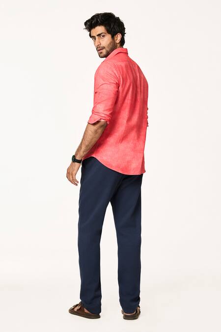 Buy_Terra Luna_Orange Cotton Sunset Citrus Handloom Shirt _Online_at_Aza_Fashions