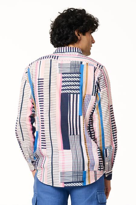 Shop_Terra Luna_Multi Color Cotton Designer Handloom Casual Shirt _at_Aza_Fashions