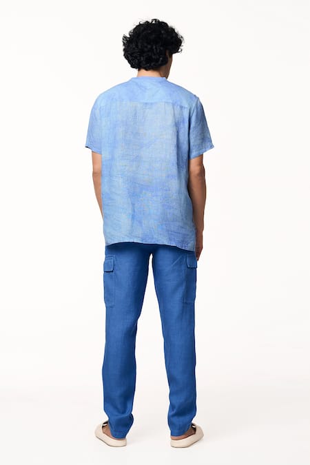 Terra Luna Ice Blue Handloom Linen T-shirt 