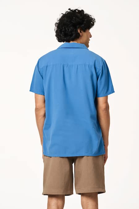 Terra Luna Ocean Blue Handloom Cotton Polo T-shirt 