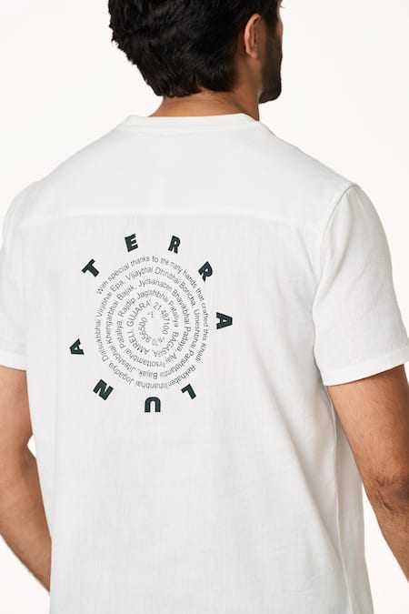 Shop_Terra Luna_White Cotton Circle Of Life T-shirt _at_Aza_Fashions