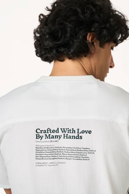 Buy_Terra Luna_White Cotton Pico Logo T-shirt _Online_at_Aza_Fashions