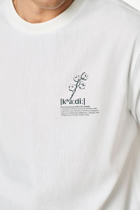 Shop_Terra Luna_White Cotton Pico Logo T-shirt _Online_at_Aza_Fashions
