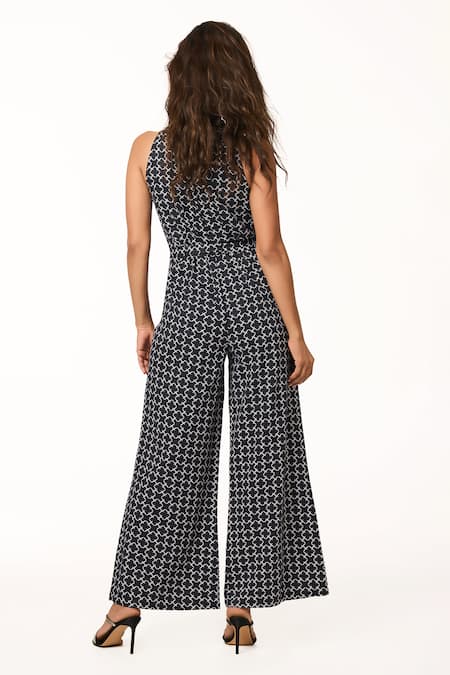 Terra Luna Monogram Print Cotton Jumpsuit 