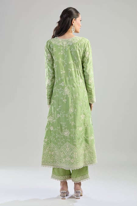 Anushree Reddy Aari Embroidered Green Kurta Set 