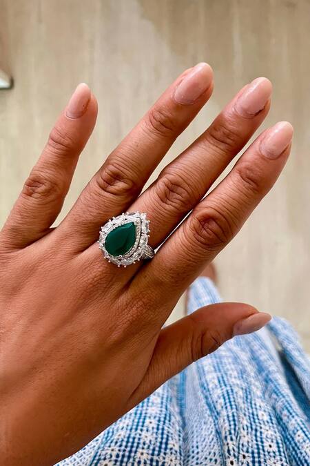 Buy PRERTO Green Imitation Diamonds Emerald Stone And Faux Jewellery Set Online at Aza Fashions Buy_PRERTO_Green Imitation Diamonds Emerald Stone And Faux Jewellery Set _Online_at_Aza_Fashions