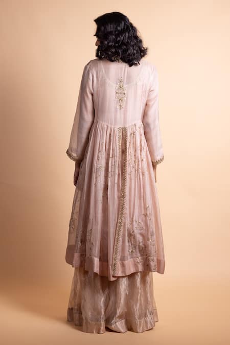 Shop Rhua Pink Silk Embroidery Round Neck Designer Soft Kurta Set at Aza Fashions Shop_Rhua_Pink Silk Embroidery Round Neck Designer Soft Kurta Set _at_Aza_Fashions