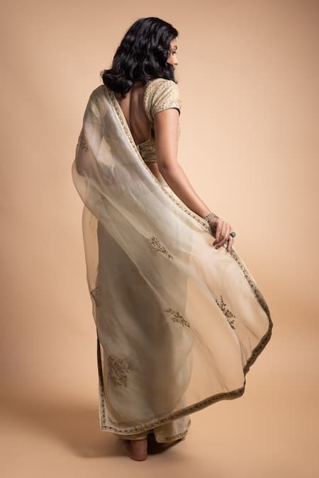Rhua Ahana Organza Embroidered Saree With Blouse 