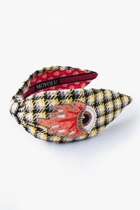 Moyolu Embroidered Checkered Headband 