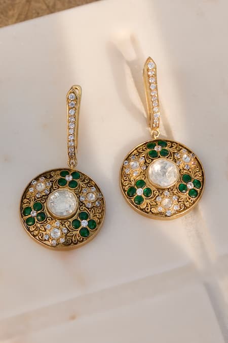 Kaari Designer Polki Round Motif Bali Earrings 
