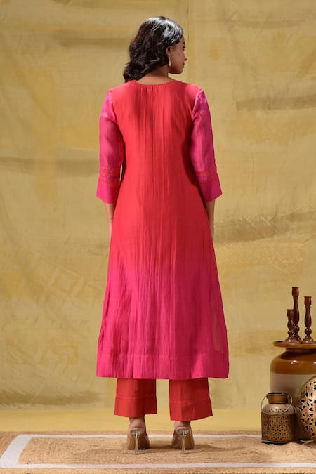 Gulabik Jaipur Ombre Hand Dyed Kurta Set 