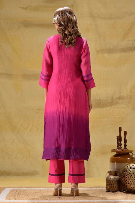 Gulabik Jaipur Ombre Hand Dyed Kurta Set 