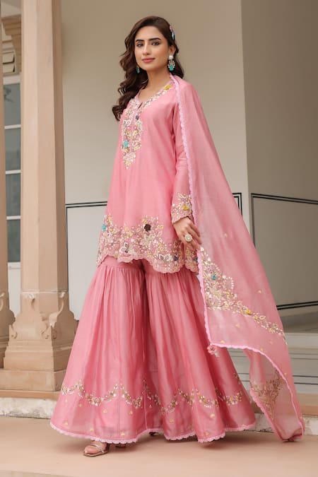 Label Niti Bothra Floral Embroidered Sharara Set 