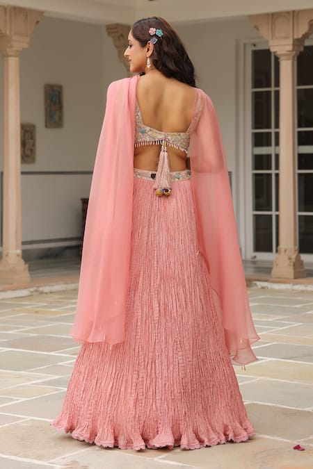 Label Niti Bothra Embroidered Fusion Lehenga Set 