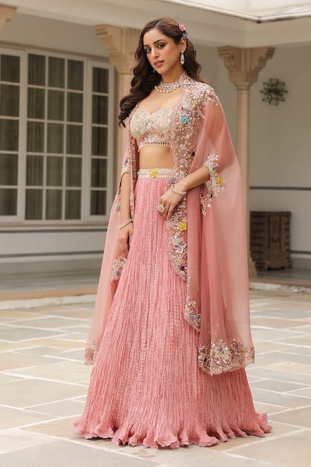 Label Niti Bothra Embroidered Lehenga Set With Cape 