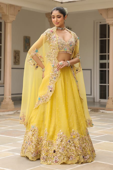 Label Niti Bothra Embroidered Lehenga Set With Cape 