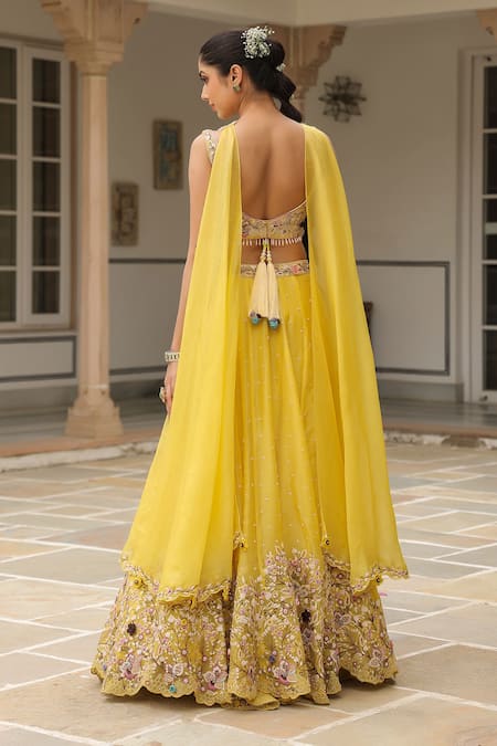 Label Niti Bothra Embroidered Yellow Lehenga Set 