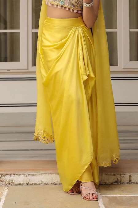 Buy Label Niti Bothra Yellow Organza, Silk, Polyester, Chiffon Sequins, Embroidery Scoop Skirt Set Online at Aza Fashions Buy_Label Niti Bothra_Yellow Organza, Silk, Polyester, Chiffon Sequins, Embroidery Scoop Skirt Set _Online_at_Aza_Fashions