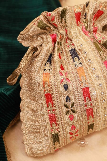 Amyra_Multi Color Embroidery, Sequins Potli Bag _Online_at_Aza_Fashions