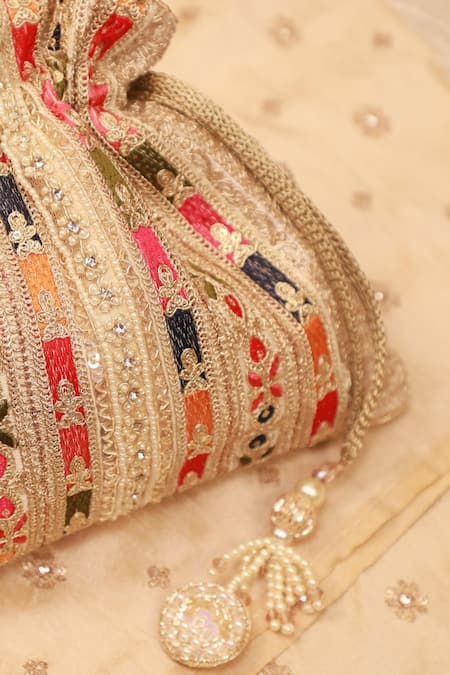 Buy_Amyra_Multi Color Embroidery, Sequins Potli Bag _Online_at_Aza_Fashions