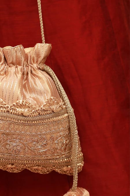 Buy Amyra Gold Gota Patti Sanaa Potli With Embroidery Online at Aza Fashions Buy_Amyra_Gold Gota Patti Sanaa Potli With Embroidery_Online_at_Aza_Fashions