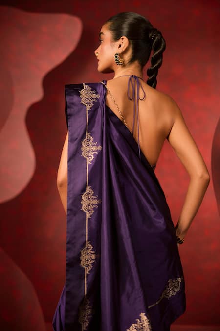 Ekaya Banaras Purple Silk Embroidery Kadhwa Banarasi Saree Online at Aza Fashions Ekaya Banaras_Purple Silk Embroidery Kadhwa Banarasi Saree_Online_at_Aza_Fashions