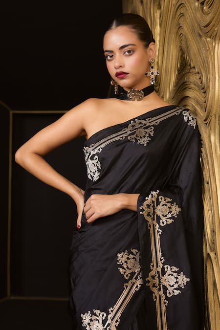Ekaya Banaras Handwoven Black Kadhwa Banarasi Saree 
