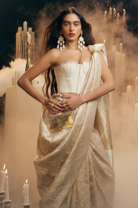 Ekaya Banaras Embossed Silk Saree 