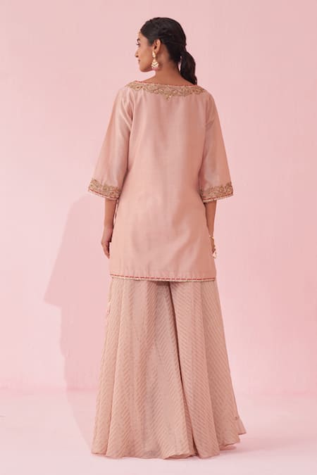 Studio Bagechaa Blush Pink Embroidered Sharara Set 