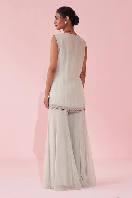 Studio Bagechaa Embroidered Pale Blue Sharara Set 