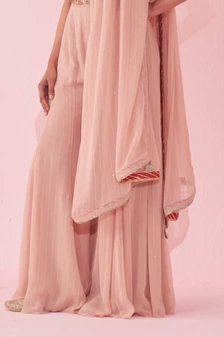 Buy Studio Bagechaa Blush Georgette Zari, Embroidery Scoop Neck Pink Sharara Set Online at Aza Fashions Buy_Studio Bagechaa_Blush Georgette Zari, Embroidery Scoop Neck Pink Sharara Set _Online_at_Aza_Fashions