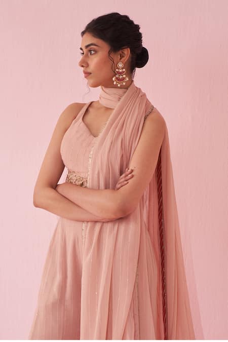Studio Bagechaa Blush Georgette Zari, Embroidery Scoop Neck Pink Sharara Set at Aza Fashions Studio Bagechaa_Blush Georgette Zari, Embroidery Scoop Neck Pink Sharara Set _at_Aza_Fashions
