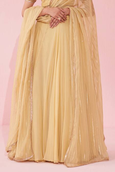 Buy Studio Bagechaa Yellow Chanderi, Organza, Cotton Embroidery Round Neck Gulkand Lehenga Set Online at Aza Fashions Buy_Studio Bagechaa_Yellow Chanderi, Organza, Cotton Embroidery Round Neck Gulkand Lehenga Set _Online_at_Aza_Fashions