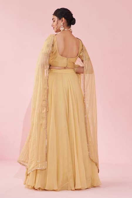 Studio Bagechaa Embroidered Gulkand Yellow Lehenga Set 
