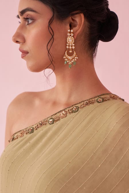 Buy_Studio Bagechaa_Green Georgette, Organza Zari, Embroidery, Sequins Gulbano Sharara Set 