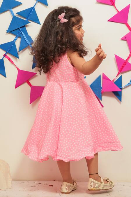 Buy_Tiny Colour_Pink Cotton Floral Printed Dress _Online_at_Aza_Fashions