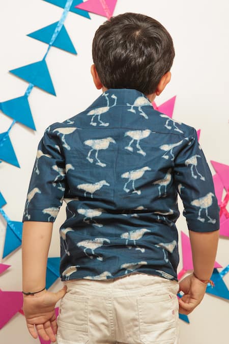 Tiny Colour Indigo Blue Printed Shirt 