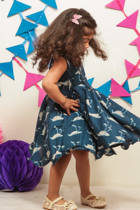 Tiny Colour Indigo Blue Printed Dress 