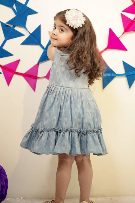 Buy_Tiny Colour_Blue Cotton Ruffles Livid Frock With _Online_at_Aza_Fashions