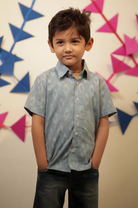 Buy_Tiny Colour_Blush Cotton Designer Grey Kids Shirt _Online_at_Aza_Fashions