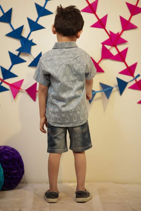 Tiny Colour Designer Bluish Grey Kids Shirt 