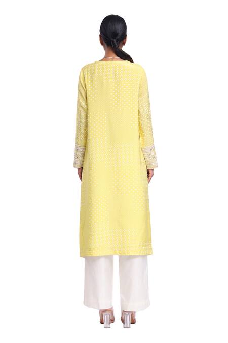 Surbhi Gupta Lime Green Cuff Kurta Set 